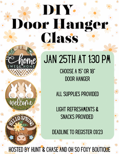 DIY Door Hanger Class at OH SO FOXY Boutique 01/25/25