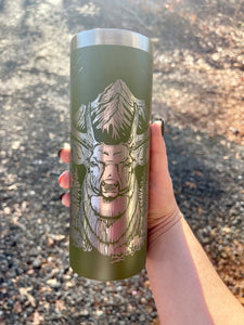 Deer Head - Mountain Scene Engraved 20 oz Tumbler