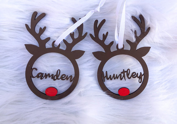 Custom Laser Cut Reindeer Ornaments | Hand Painted Ornament | Personalized Ornament for Kids | Christmas Decor | Christmas Ornaments