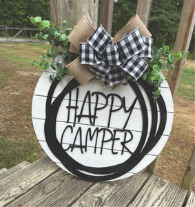 Happy Camper Shiplap Door Hanger - 18in