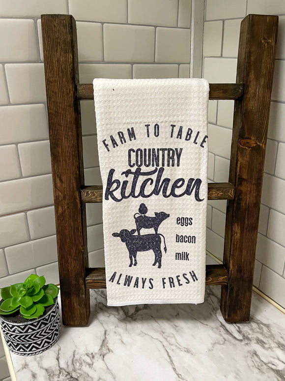 Farm to Table Country Kitchen Waffle Weave Dish Towel