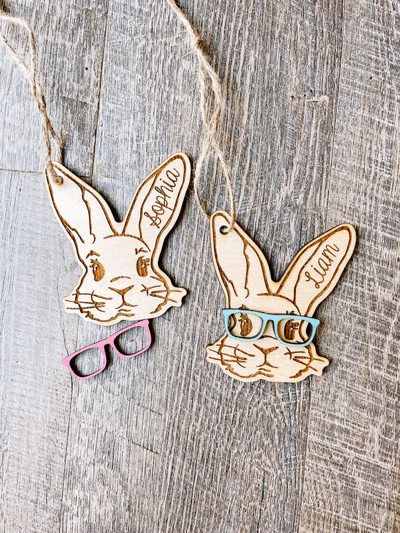 Engraved Bunny Easter Tag with or without glasses